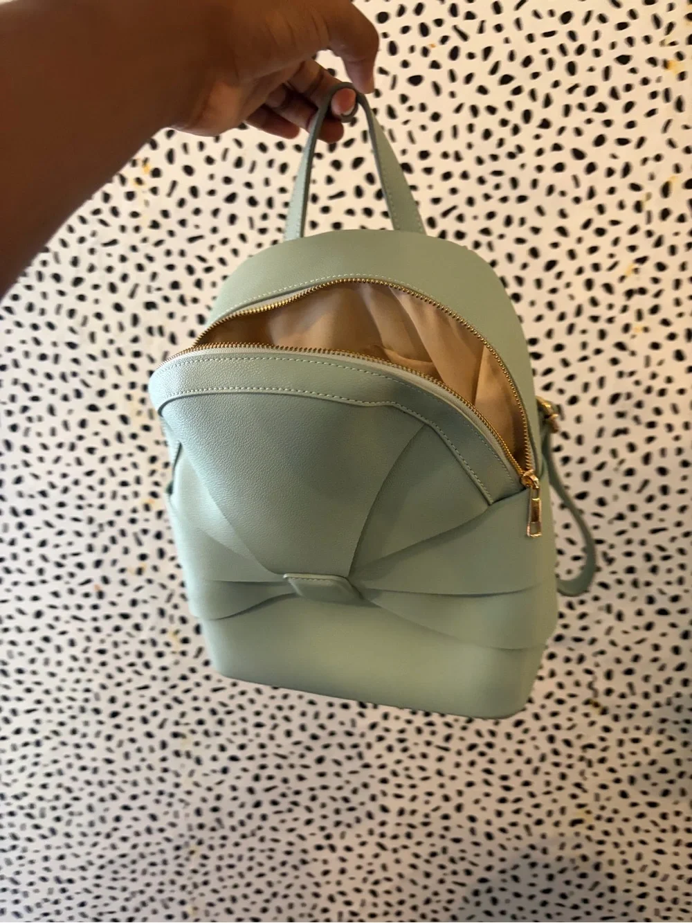 Bow-Accent Mini Backpack - Mint Green